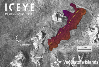 A map showing the lava flow from a fissure on Iceland's Reykjanes peninsula.