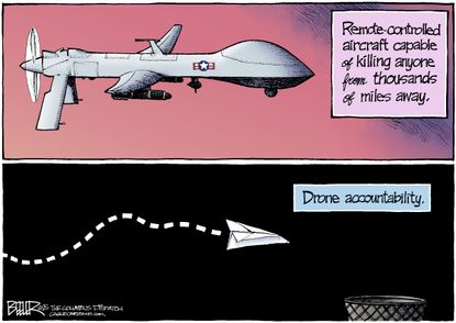 Political cartoon U.S. military drones