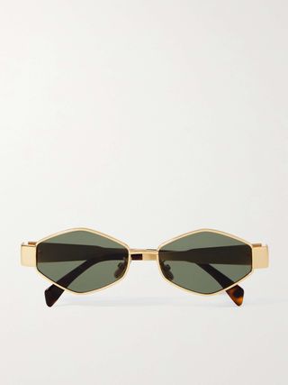 Triomphe Hexagon-Frame Gold-Tone Sunglasses