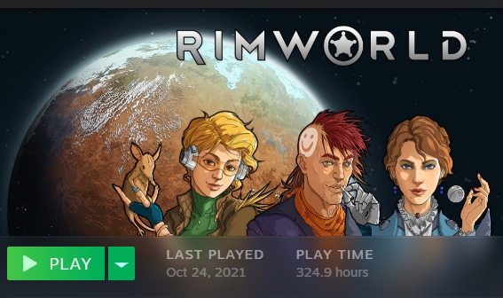 Katie has 324.9 hours in Rimworld