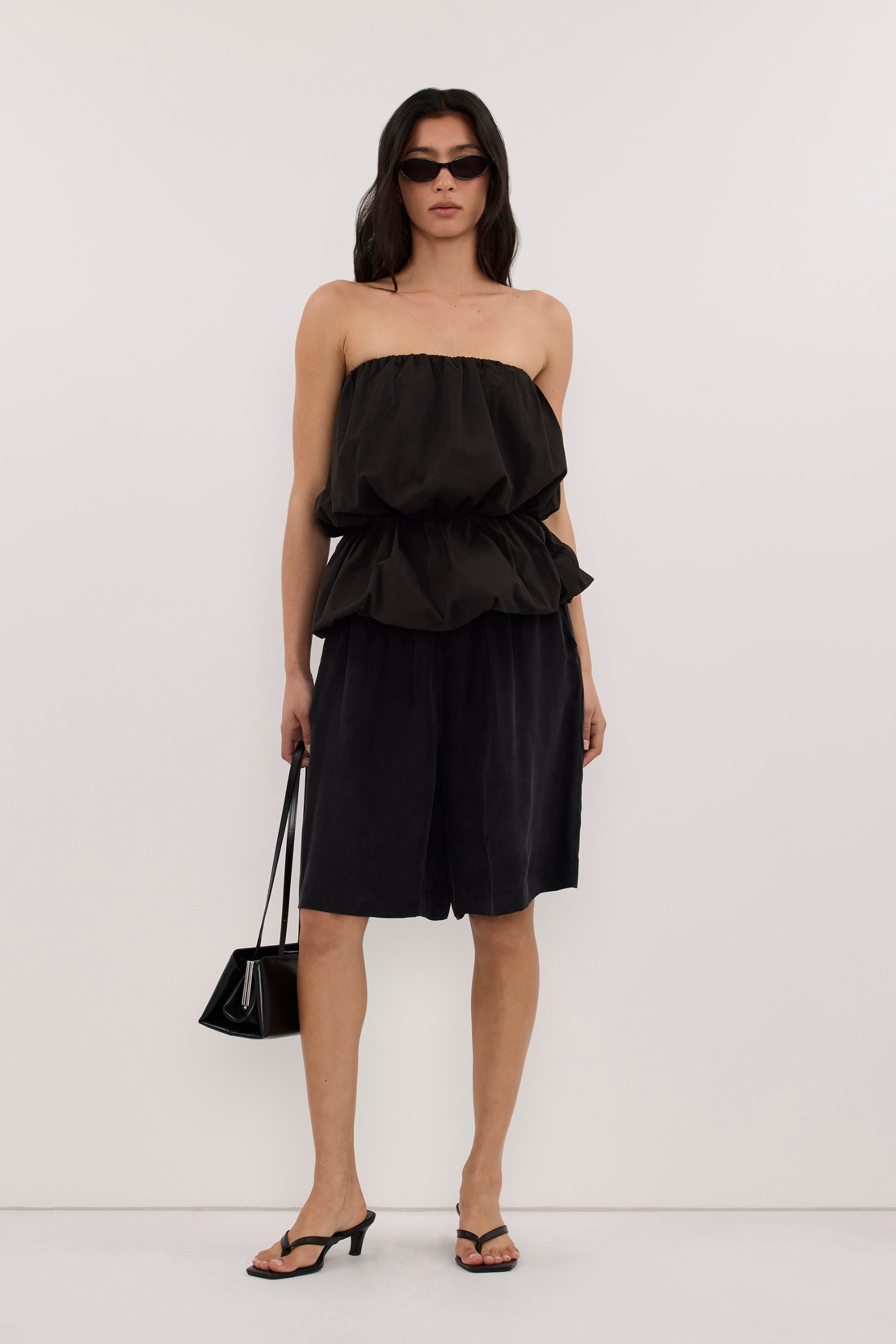 Martina Black Cotton Bubble Top&amp;nbsp; - 0 / Black