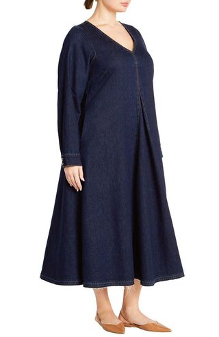 Ivy Long Sleeve Denim Midi Dress