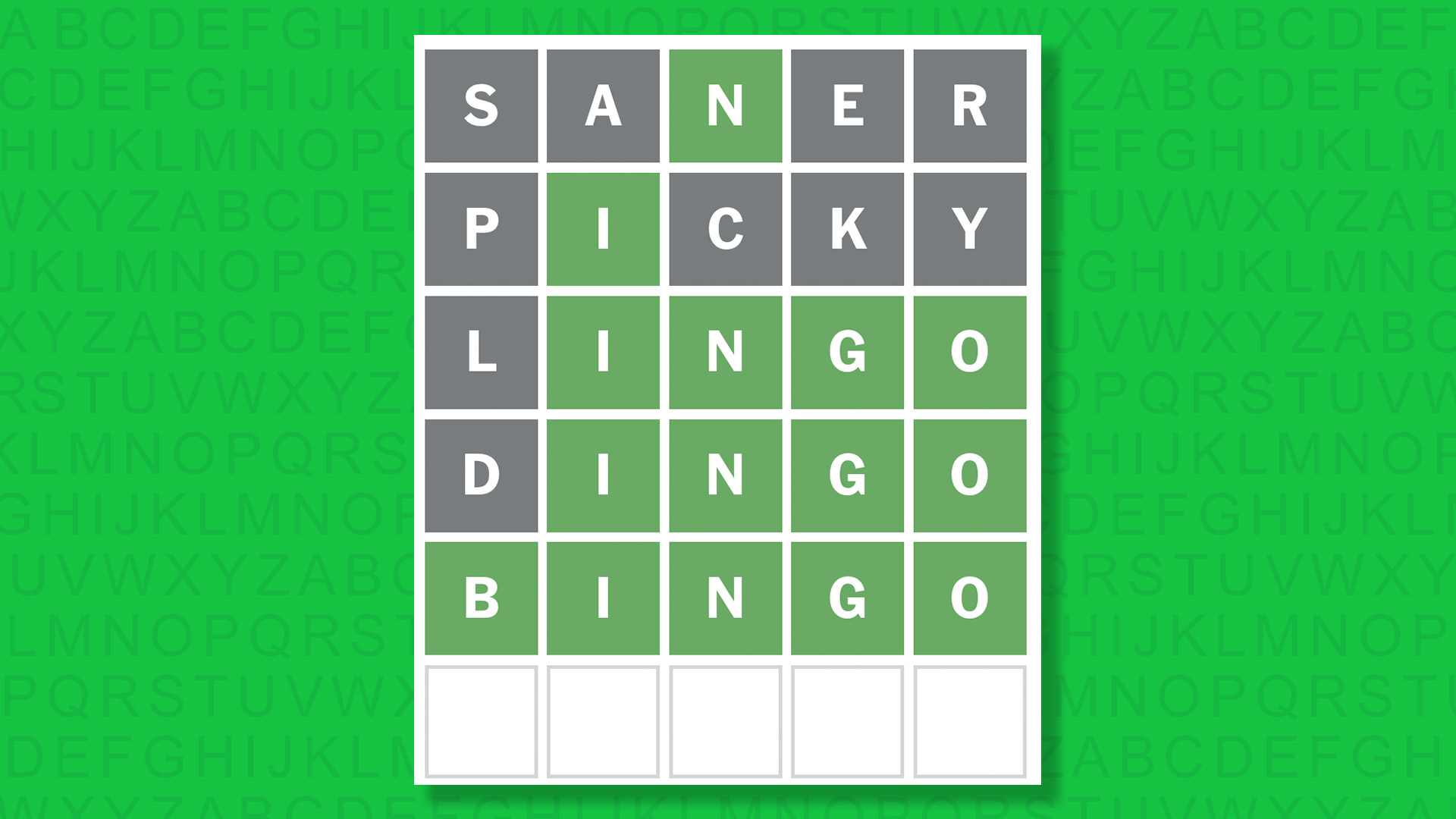 NYT Wordle answer for game 1956 on a green background