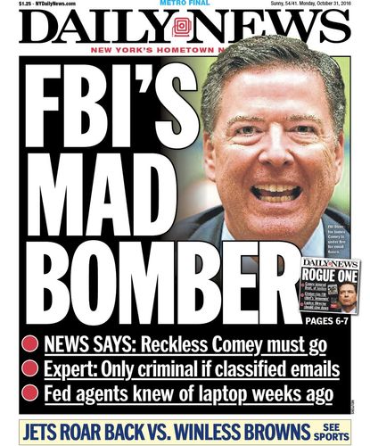 NY Daily News calls for James Comey's ouster