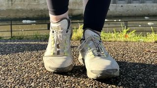 Woman's feet wearing Reebok Nano X3 Adventure shoes - front view