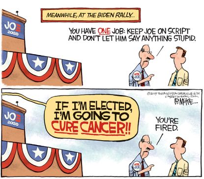 Political Cartoon U.S. Joe Biden 2020 Cure Cancer Being Stupid