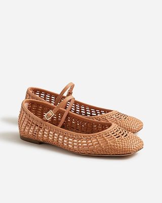 Quinn Woven Ballet Flats in Leather