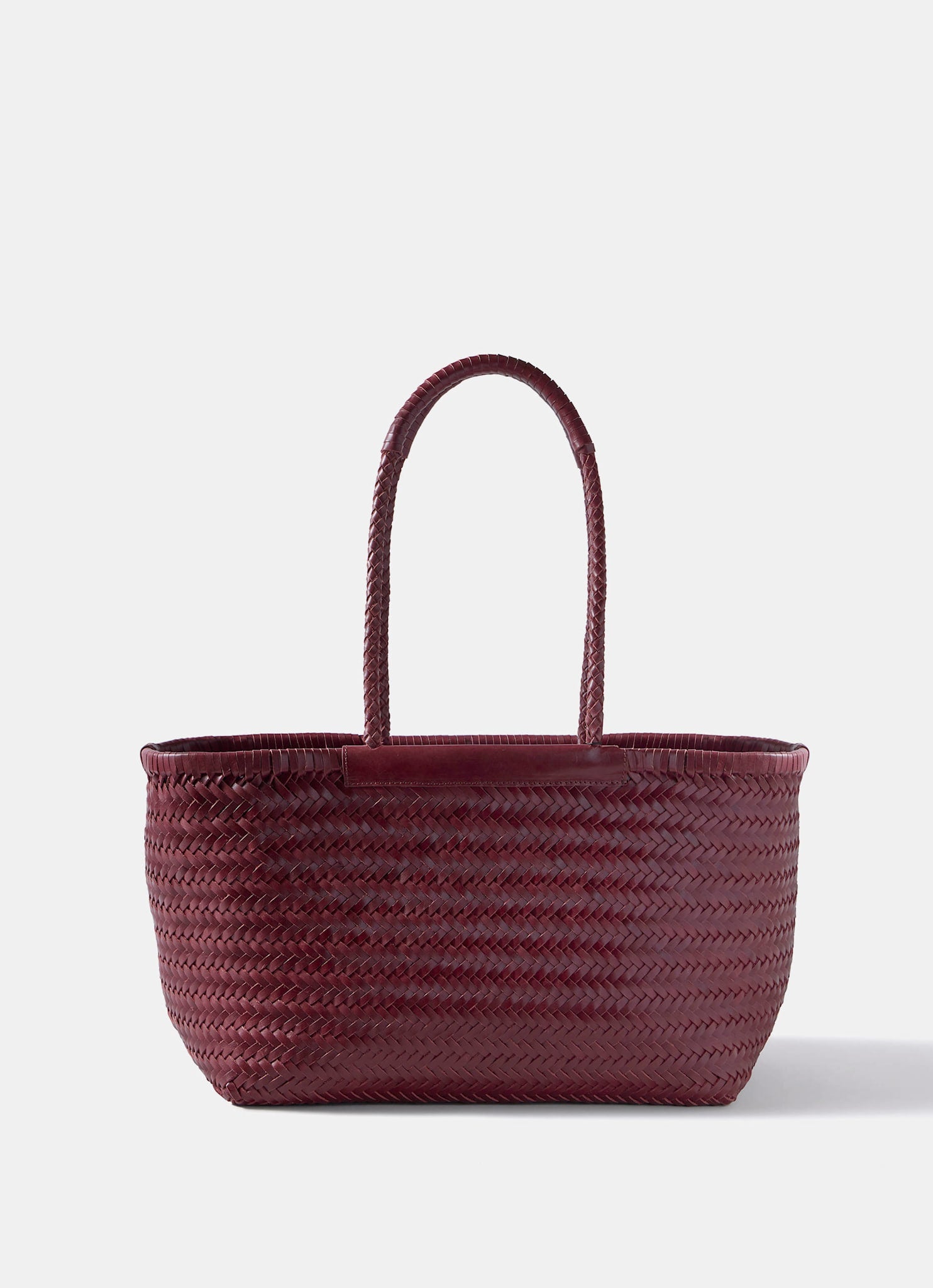 Rae Red Leather Woven Tote Bag