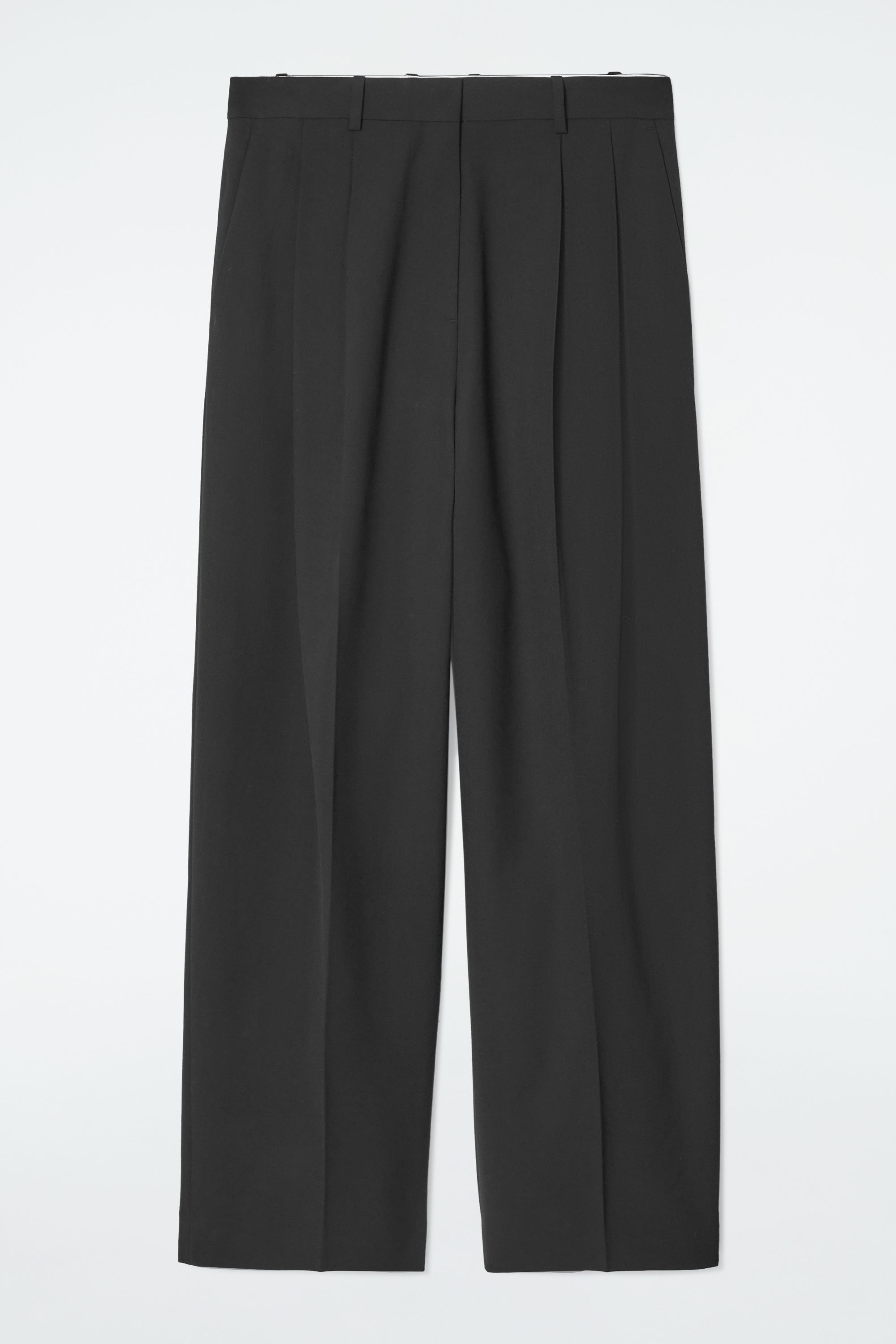 Relaxed Twill Wide-Leg Trousers