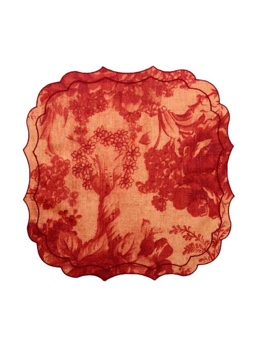 Filo Rita Ruggine Embroidered Linen Square Placemats, Set of 4