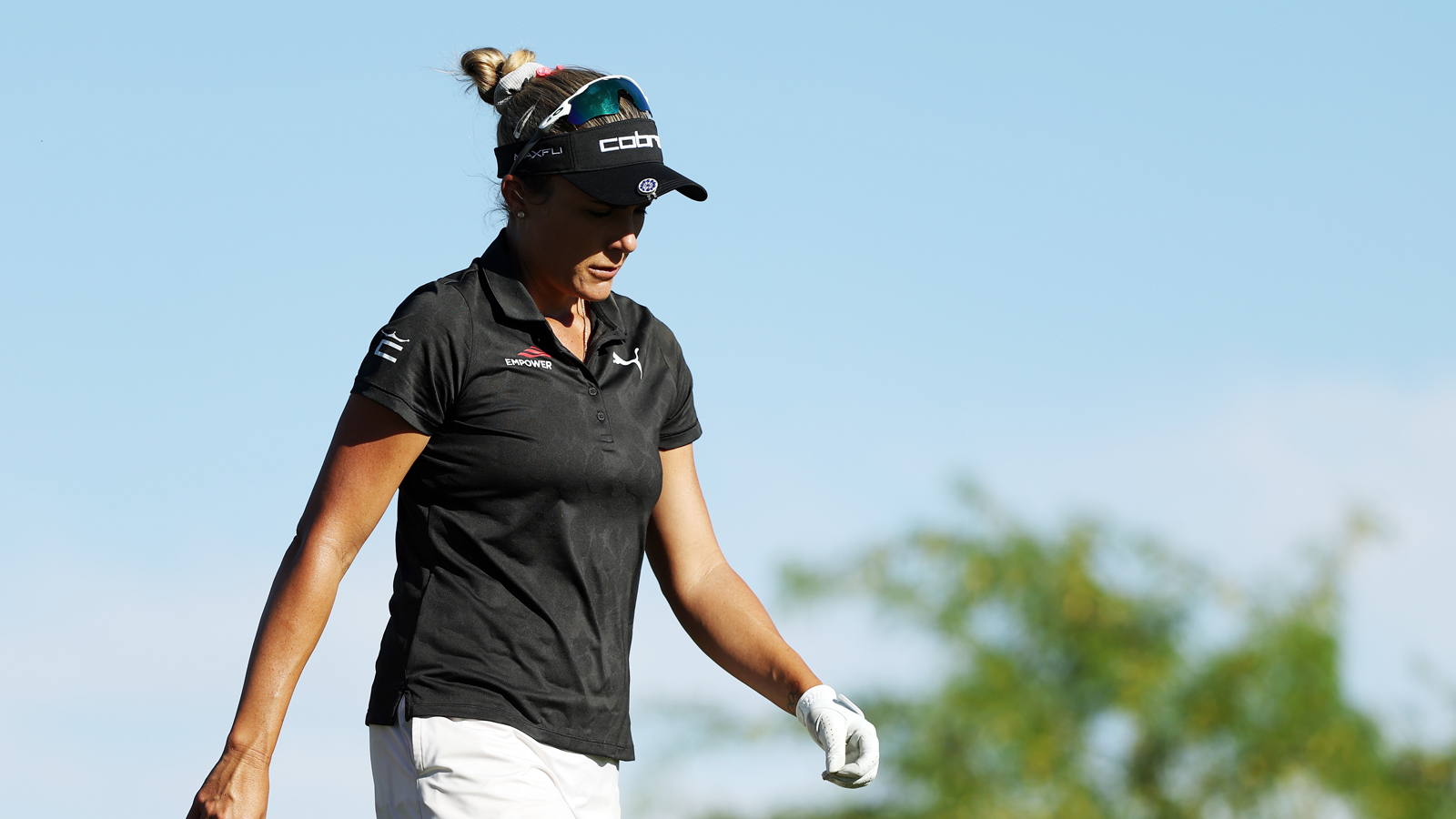 Lexi Thompson walks off the tee