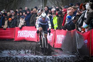 LOENHOUT BELGIUM DECEMBER 27 Race winner Mathieu Van Der Poel of The Netherlands and Team AlpecinDeceuninck competes during the 40th Exact Cross Loenhout Azencross 2024 Mens Elite on December 27 2024 in Loenhout Belgium Photo by Luc ClaessenGetty Images