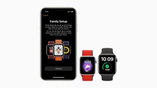 An iPhone showing the setup page for the Family Setup feature on the Apple Watch