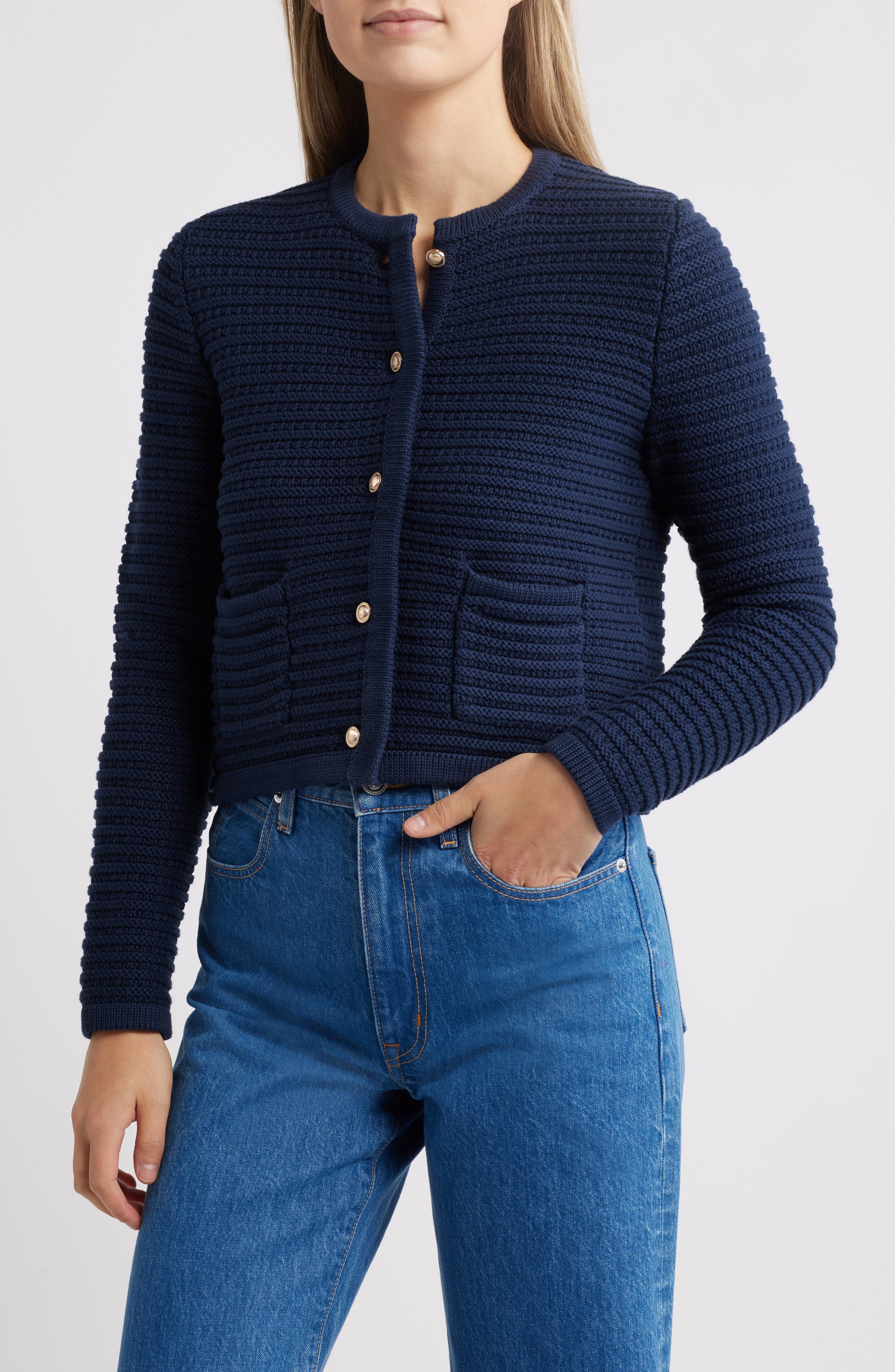 Caslon<sup>®</sup>, Textured Pima Cotton Cardigan