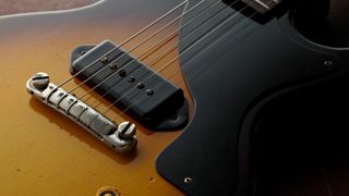 A P90 pickup on a Gibson Les Paul Junior