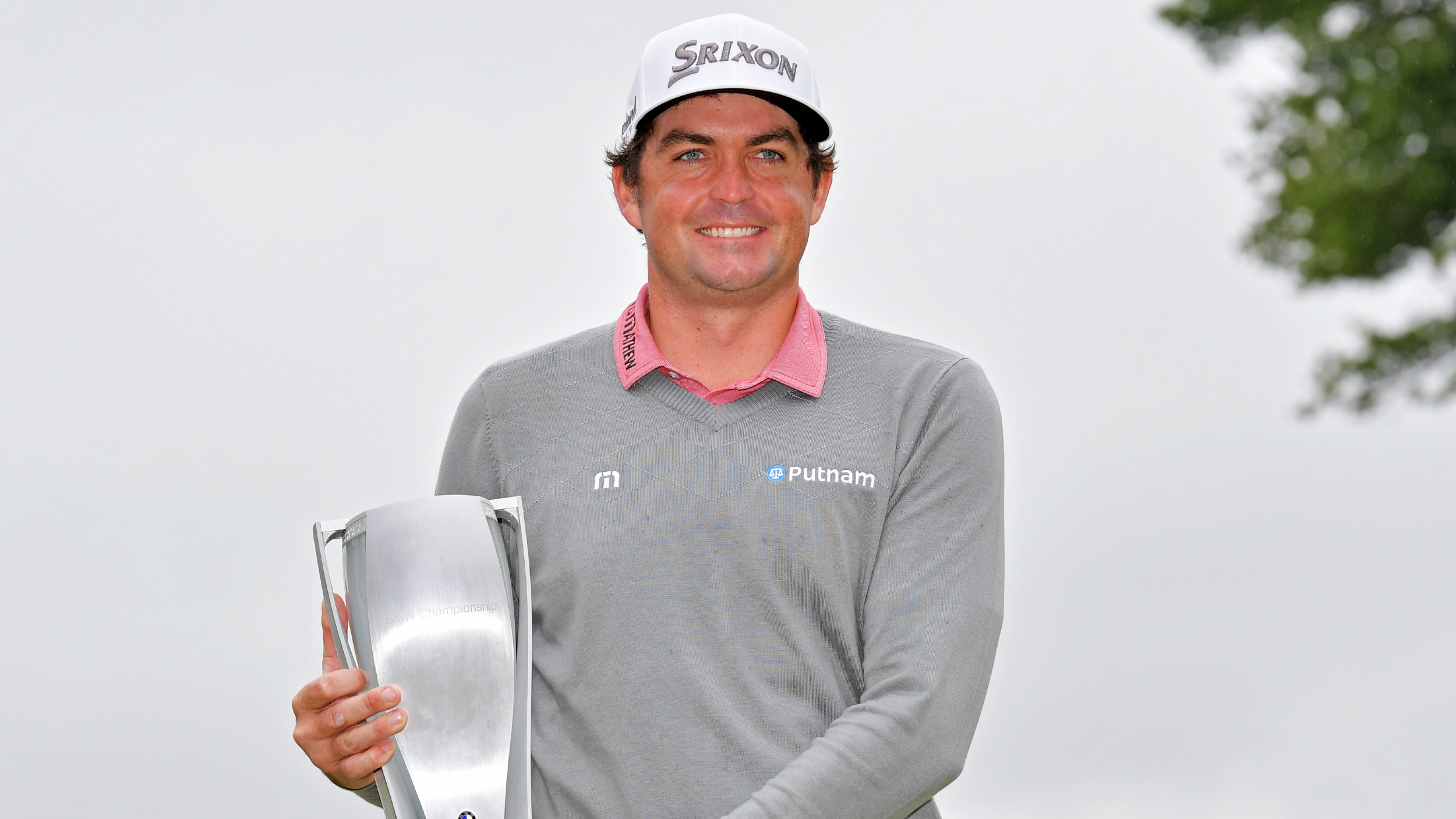 Keegan Bradley with the BMW Championship trophy
