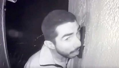 Police are looking for this man who licked a doorbell for three hours