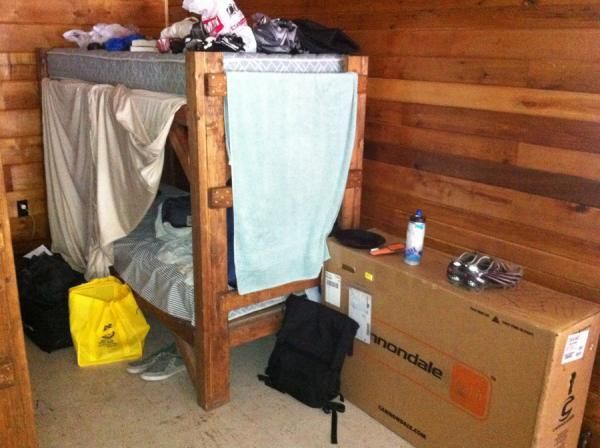 Luxury living at the TSE - you get the top and bottom bunk.