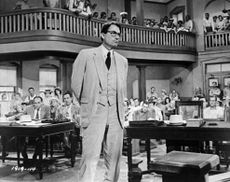 Gregory Peck as Atticus Finch in the film version of "To Kill a Mockingbird"
