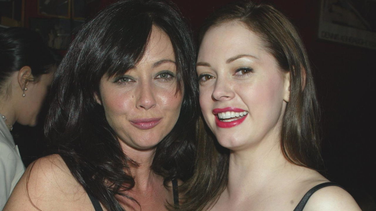 Shannen Doherty, Rose McGowan during Entertainment Weekly&#039;s 10th Annual Academy Award Party at Elaine&#039;s Restaurant in New York, New York, United States