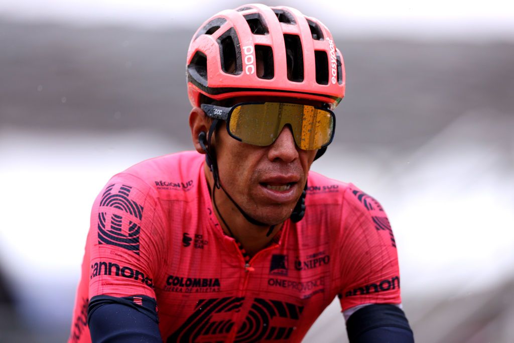 TIGNES FRANCE JULY 04 Rigoberto Urn of Colombia and Team EF Education Nippo at arrival during the 108th Tour de France 2021 Stage 9 a 1449km stage from Cluses to Tignes Monte de Tignes 2107m LeTour TDF2021 on July 04 2021 in Tignes France Photo by Tim de WaeleGetty Images