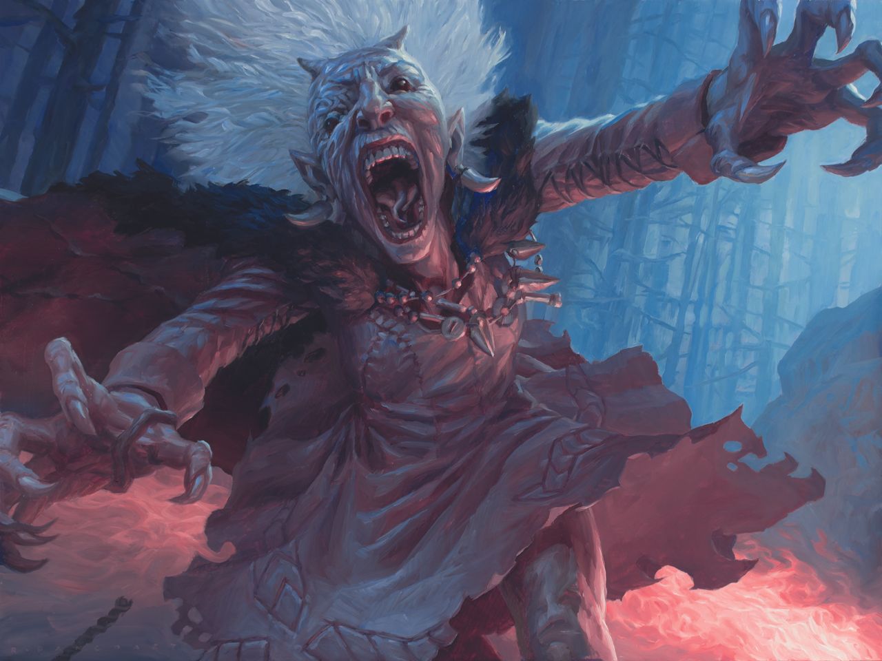 Pancoast uses traditional oil paints to create his terrifying art