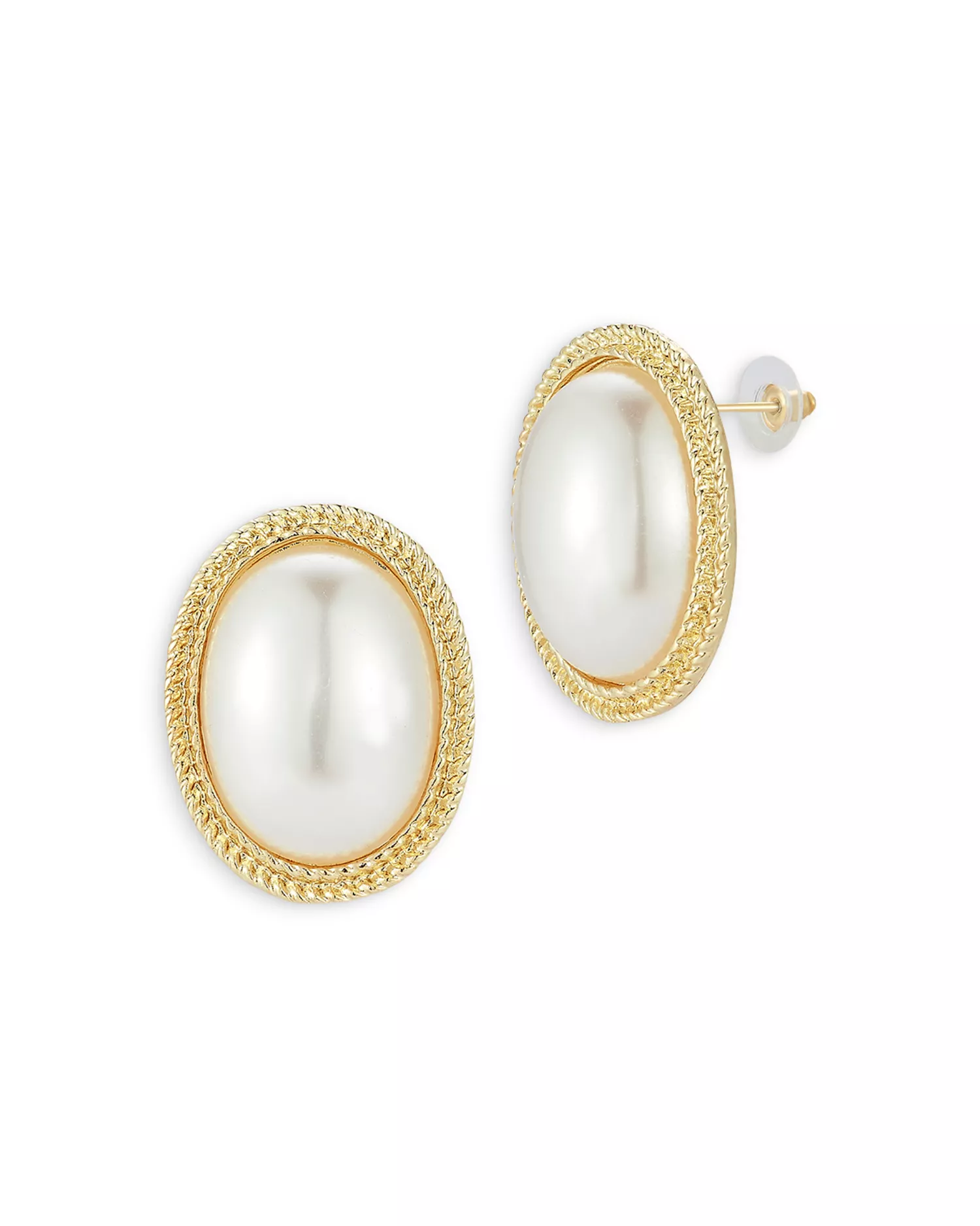 AQUA, Imitation Pearl Oval Statement Stud Earrings