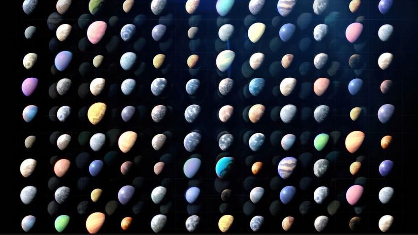 A grid showing over a hundred different exoplanet illustrations