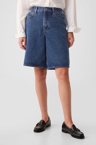 Mid Rise Longline Denim Shorts