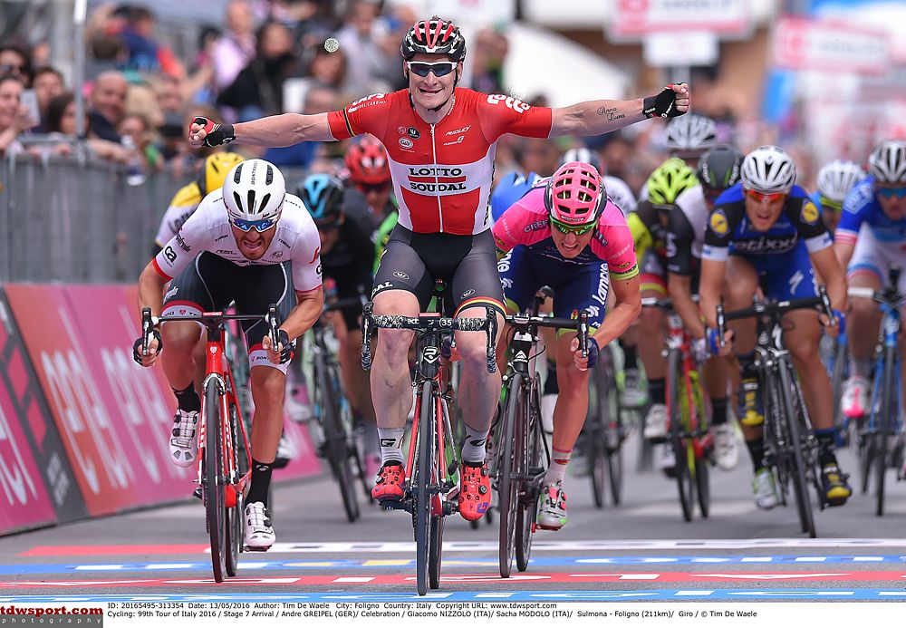 Andre Greipel (Lotto Soudal) gets a second victory at the Giro d'Italia