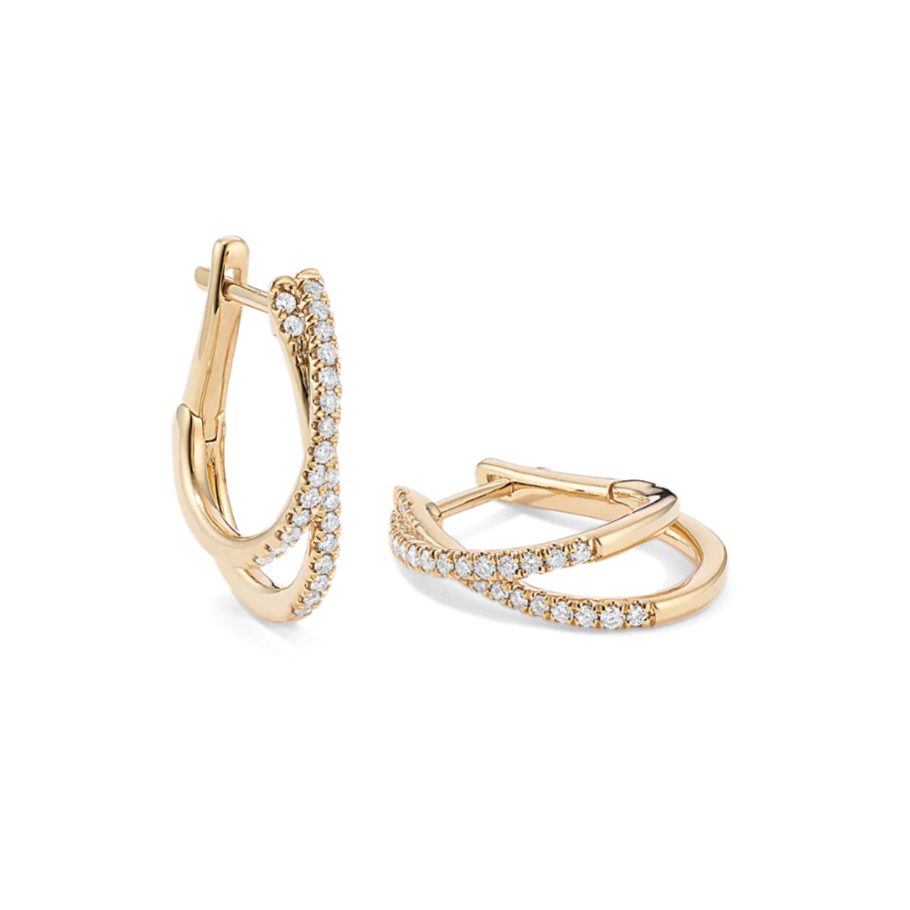 Crossover Diamond Pave Hoops