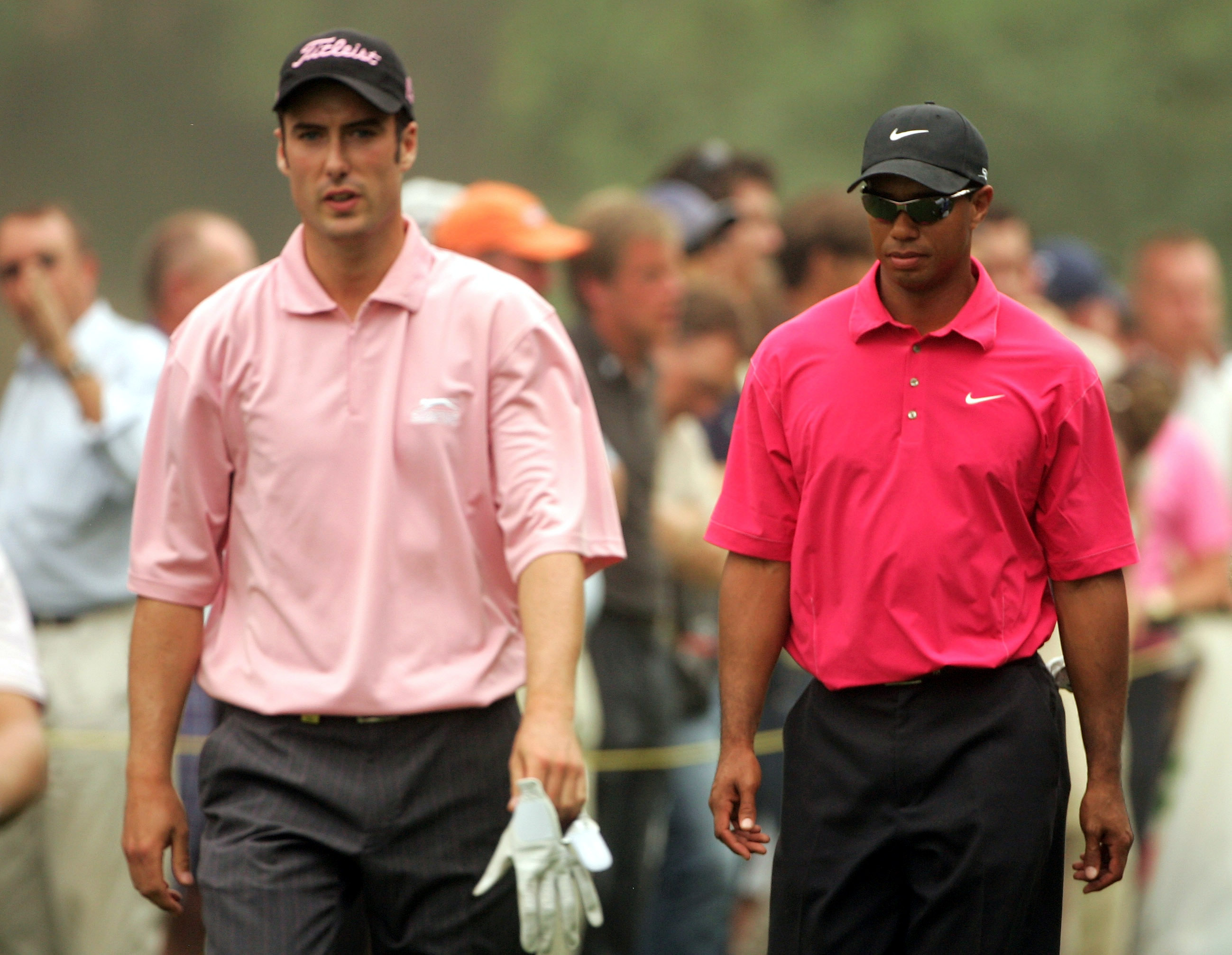 Ross Fisher and Tiger Woods at the Dubai Desert Classic in 2007