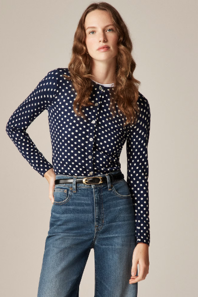 Carolyn Cardigan in Polka-Dot Merino Wool
