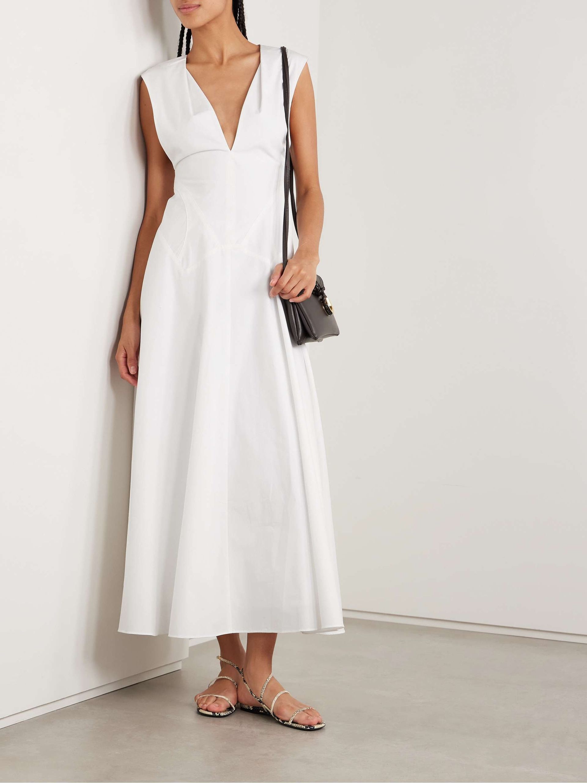 Anisa Paneled Cotton-Poplin Midi Dress