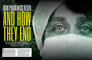Pandemics history magazine spread