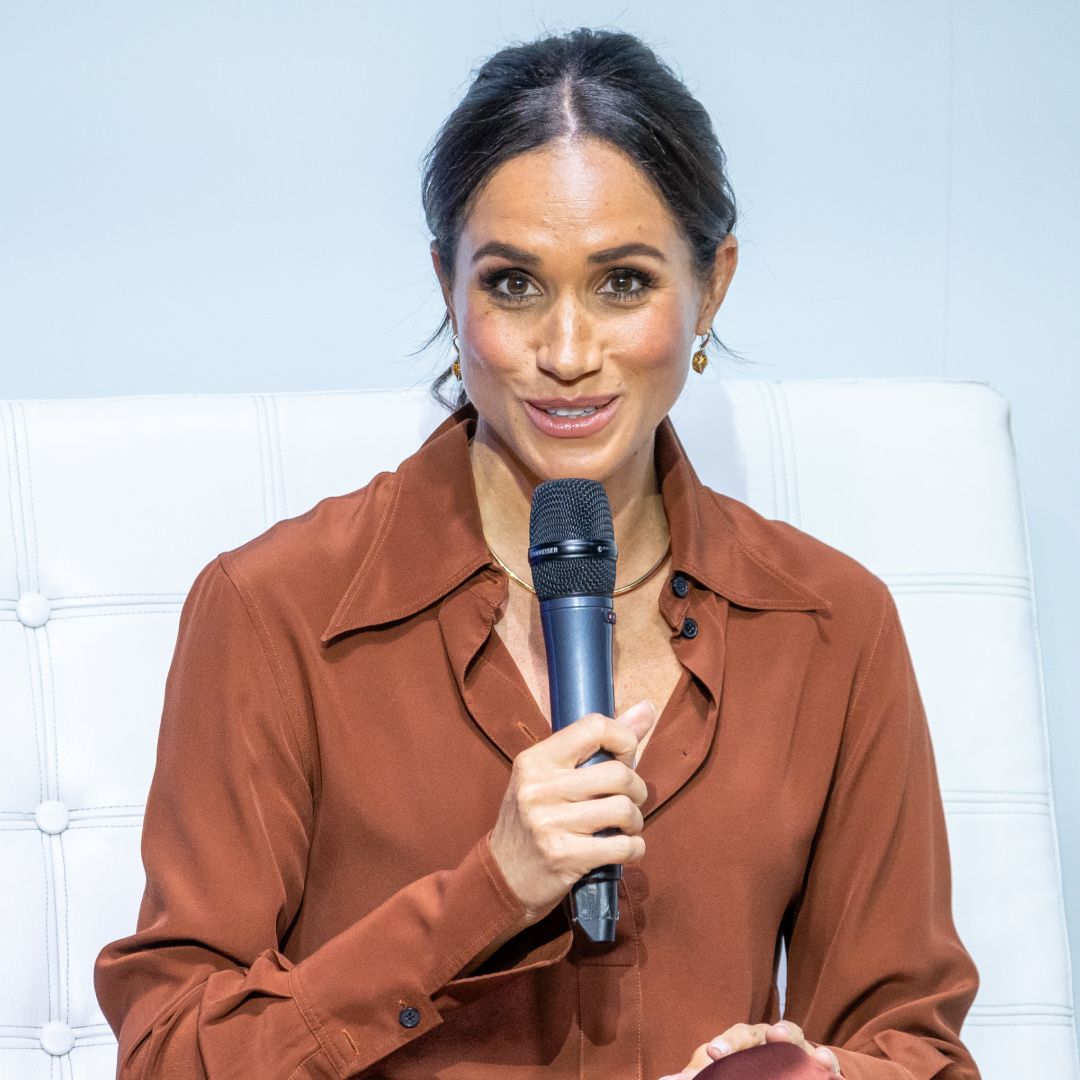 Meghan, Duchess of Sussex, speaks onstage at EAN University on August 15, 2024 in Bogota, Colombia. 