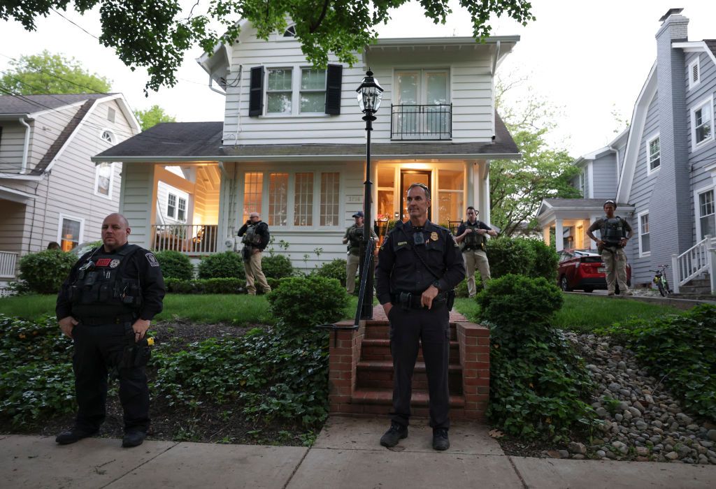 Law enforcement outside Kavanaugh&amp;#039;s Maryland home.