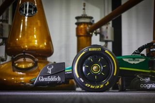 Courtesy Glenfiddich x Aston Martin Formula One Team collaboration: car at distillery