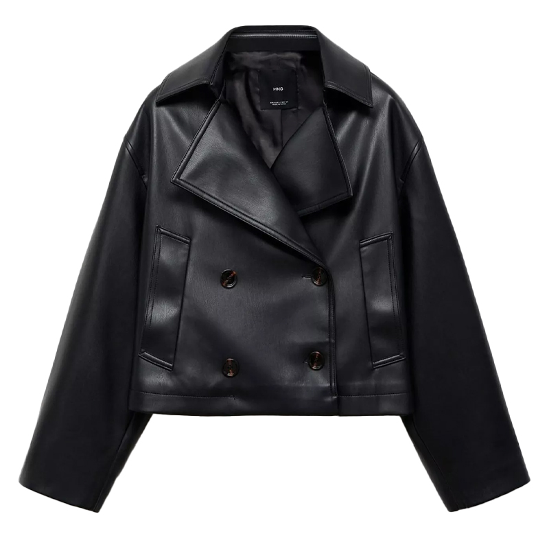 Mango black leather jacket