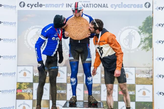 Hyde wins, Craig second, and Timmerman third. Hyde was generous enough to share the podium cookie, baked by JAM Fund racer and Elite podium finisher Ellen Noble