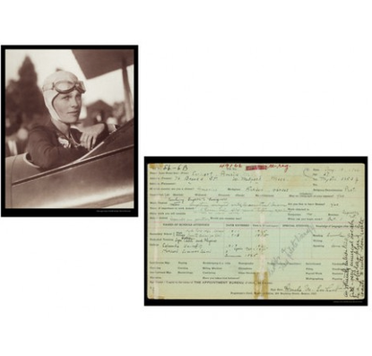 A historical photograph of Amelia Earhart.