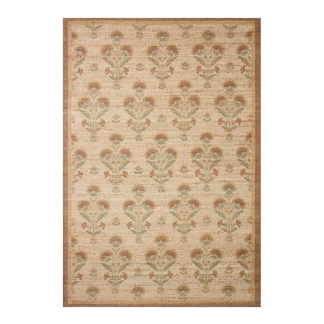 Loloi Chris Loves Julia Rue Collection Rue-01 Wheat/sage 8'-6&amp;quot; X 11'-6&amp;quot; Area Rug Jute Neutral Floral Living Room Bedroom Rug
