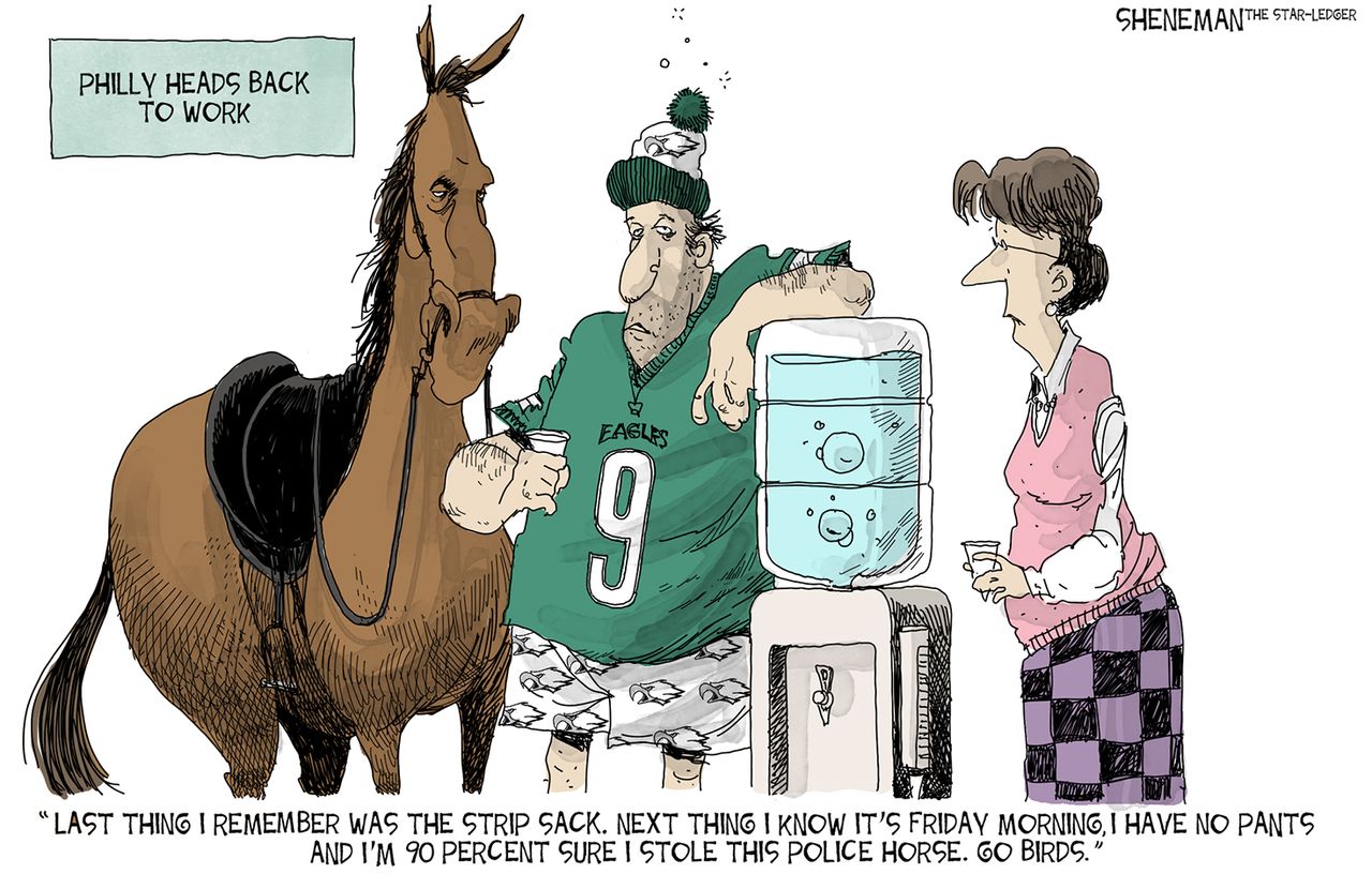 Editorial cartoon U.S. Philadelphia Eagles Super Bowl parade