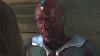 Vision talking to Wanda in Infinity War while being attacked by The Black Order.
