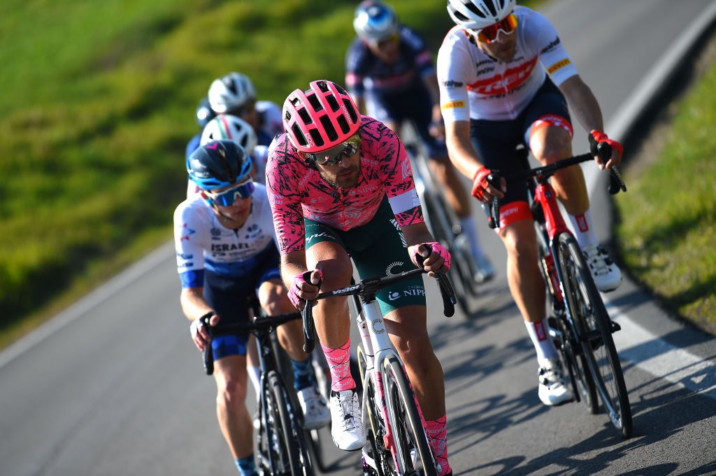 SAN MARINO ITALY MARCH 24 James Callum Shaw of United Kingdom and Team EF Education Easypost competes in the breakaway during the 36th Settimana Internazionale Coppi e Bartali 2022 Stage 3 a 1471km stage from San Marino to San Marino 648m CoppieBartali on March 24 2022 in San Marino Italy Photo by Dario BelingheriGetty Images