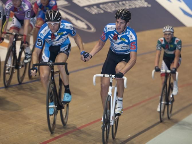 Franco Marvulli in his final Six Day with Luke Roberts in Berlin