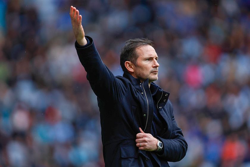 Coventry City manager Frank Lampard reacts during the Sky Bet Championship match between Coventry City FC and West Bromwich Albion FC at The Coventry Building Society Arena on April 18, 2025 in Coventry, England.