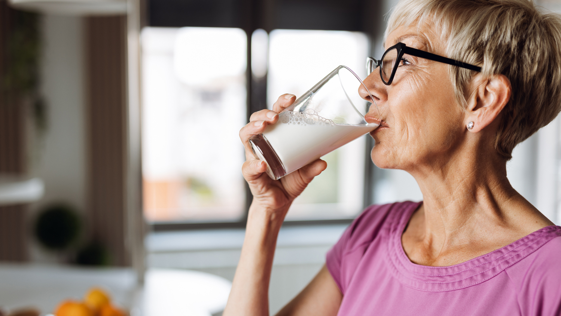 Woman drinking milk