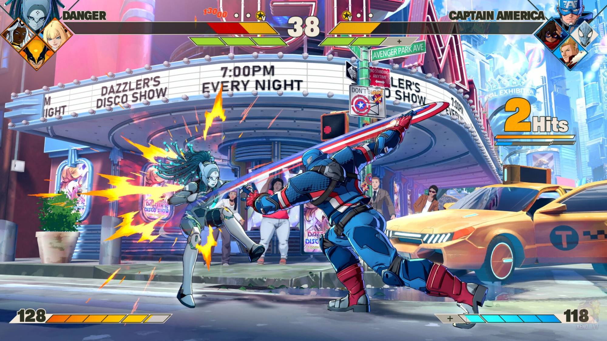 Marvel T&amp;#333;kon: Fighting Souls screenshot showing Captain America fighting Danger