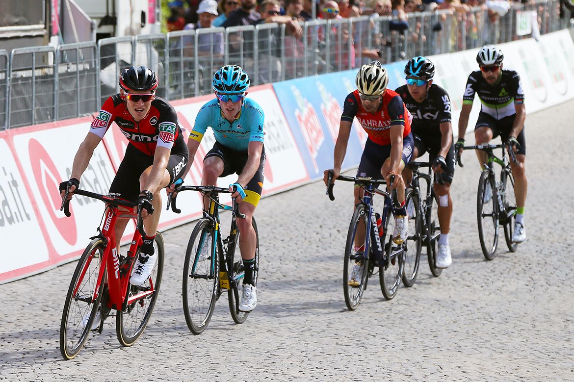 Ben Hermans leads home a small group on stage 14 of the Giro d'Italia